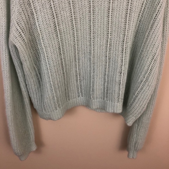 ASOS Sweater Womens 10 Green Open Knit Pullover Ruffles Lightweight - Picture 5 of 10